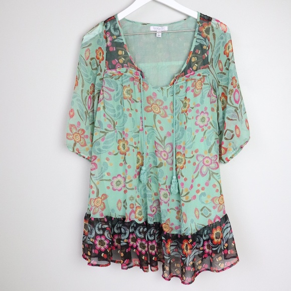 Patrons of Peace Tops - Patrons Of Peace Floral Boho Tunic Dress